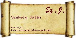 Székely Jolán névjegykártya